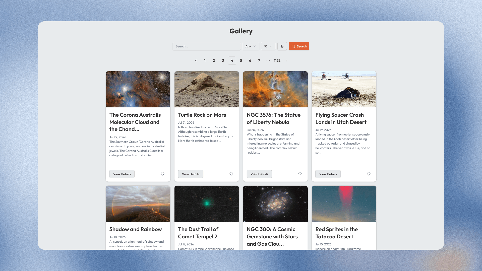 Gallery grid with archive cards