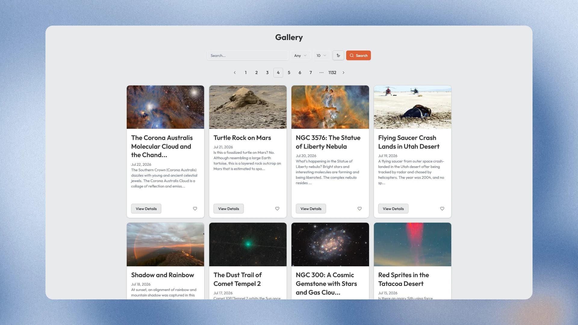 Gallery grid with archive cards